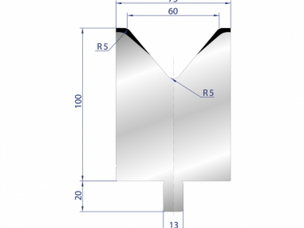 Cối chấn 1V 60 α=86º H100 R5 Max. T/m=100, C45