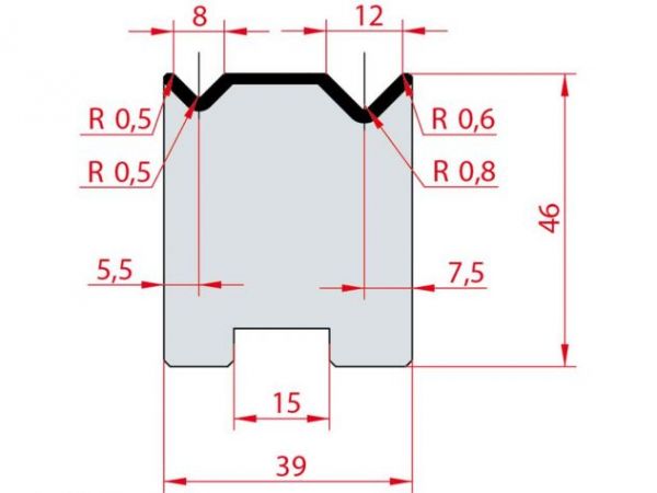 Cối chấn 2V 8/12 a=90º H46 Max. T/m=80