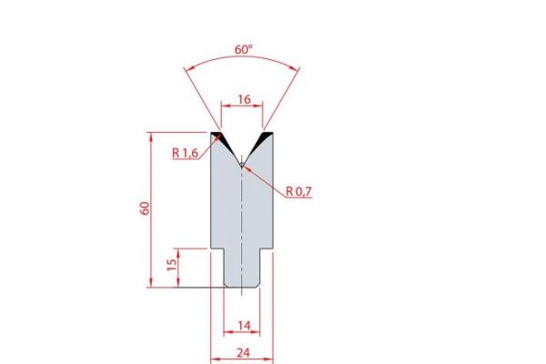 Cối chấn 1V 16 α=60º H60 Max. T/m=100