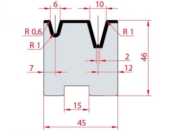 Cối chấn 2V 6/10 a=30º H46 Max. T/m=80