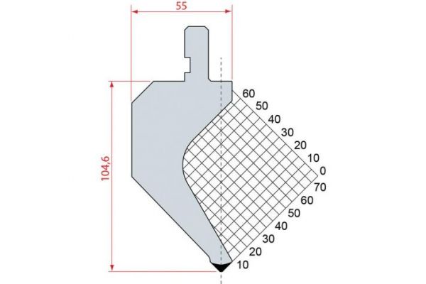 Dao chấn 85º 1172. H=104,6, R=0,8, Max T/m=50