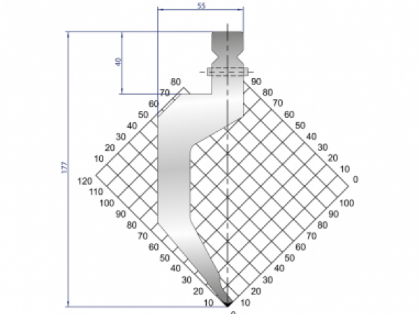 Dao chấn 80º, H=177, R=0.5 Max T/m=20, 42CrMo4