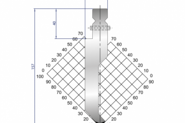 Dao chấn 86º, H=157, R=1 Max T/m=100, 42CrMo4