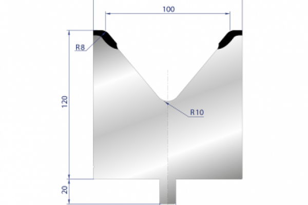Cối chấn 1V 100 α=86º H120 R8 Max. T/m=100, C45