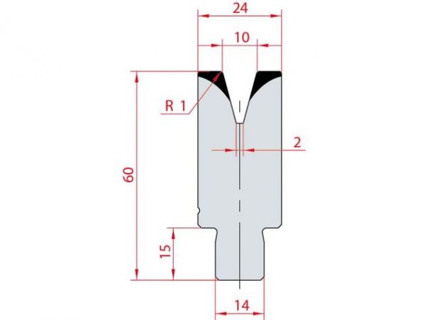 Cối chấn 1V 10 α=30º H60 Max. T/m=50