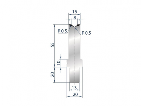Cối chấn 1V 8 α=88º H55 Max. T/m=100