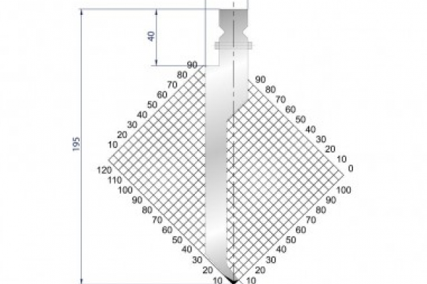 Dao chấn 86º, H=195, R=0.6 Max T/m=30, 42CrMo4