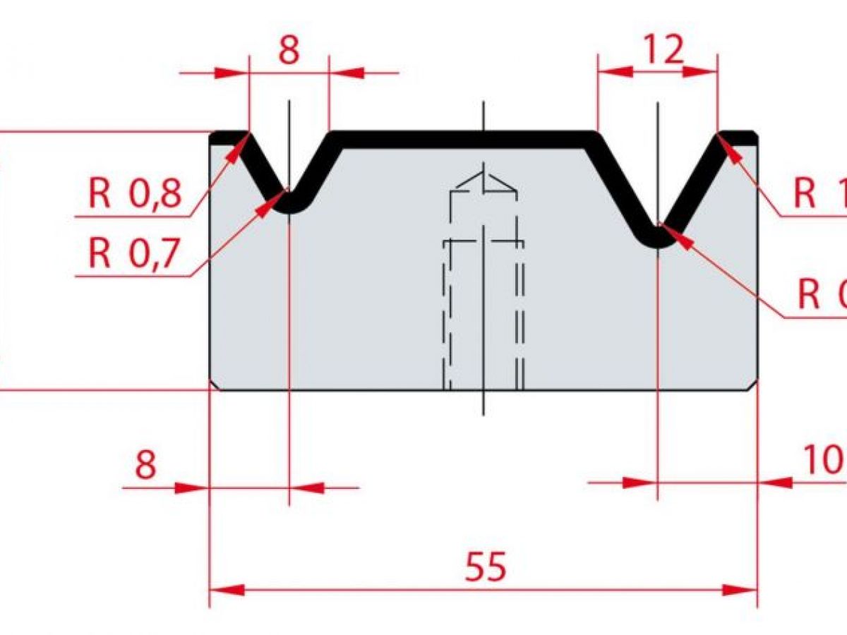 Cối chấn 2V 8/12 a=60º H26 Max. T/m=100