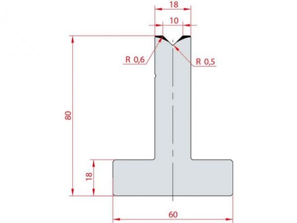 Cối chấn T 1V 10 α=90º H80 Max. T/m=100