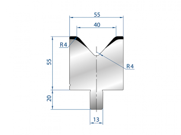 Cối chấn 1V 40 α=85º H55 Max. T/m=100