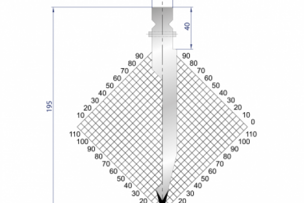 Dao chấn 28º, H=195, R=1 Max T/m=80, 42CrMo4